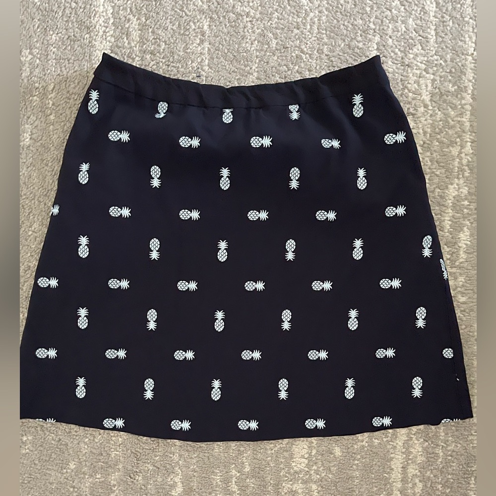 Navy blue with embroidered pineapples